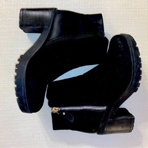 Black Suede Heeled Ankle Booties